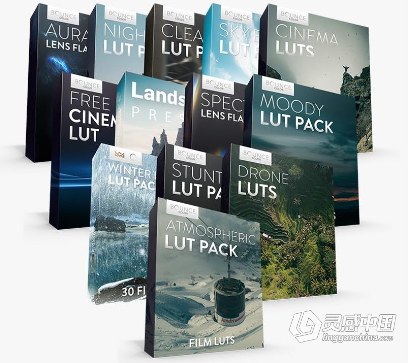 13套时尚电影胶片LUT预设和4K镜头光晕豪华套装合集 The Complete Bundle – 4K Lens Flares &amp; Film LUTs  福风灵感网 www.ffidea.com