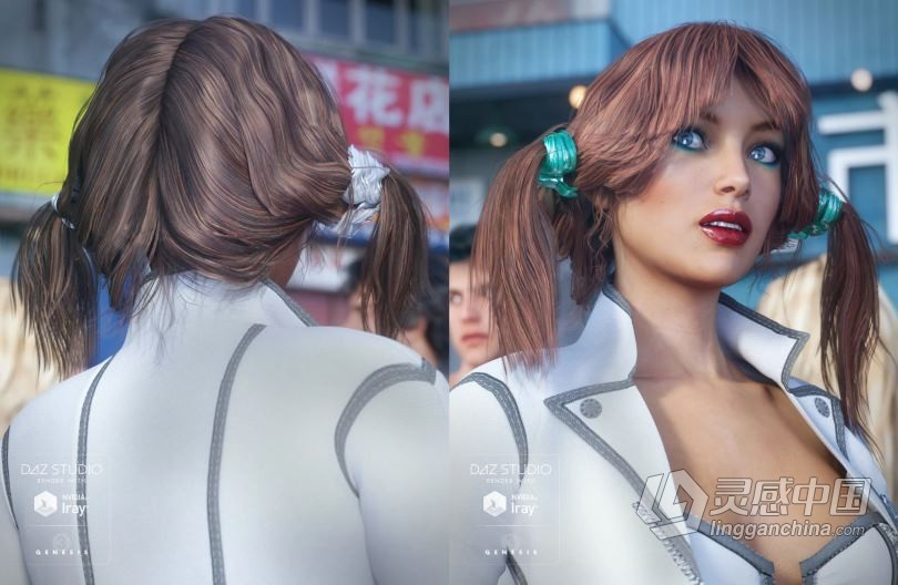 经典可爱年轻的女生发型3D模型合辑 Gully Hair for Genesis 3 Female(s)  福风灵感网 www.ffidea.com