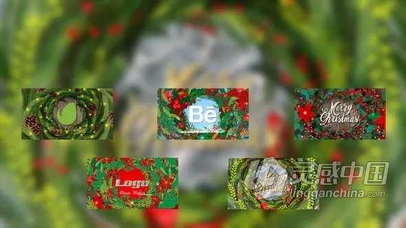 5种圣诞节主题风格清新花卉枝叶可爱装饰元素祝福贺卡AE模板AE工程文件 Christmas Wreaths Reveal  福风灵感网 www.ffidea.com