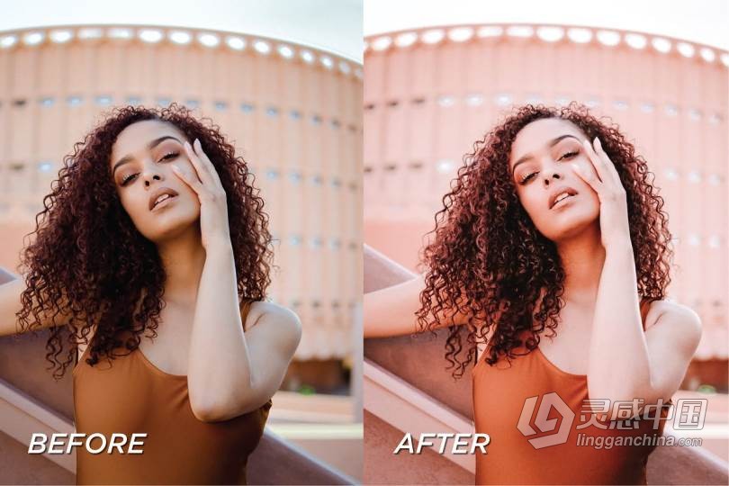 INS风时尚玫瑰粉色调人像LR预设+移动APP调色滤镜  5 Rose Pink Lightroom Presets  福风灵感网 www.ffidea.com