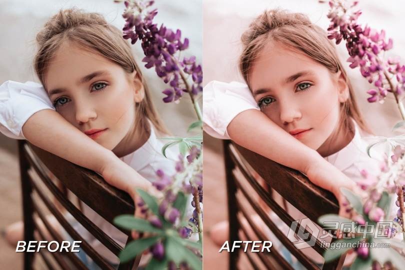 INS风时尚玫瑰粉色调人像LR预设+移动APP调色滤镜  5 Rose Pink Lightroom Presets  福风灵感网 www.ffidea.com