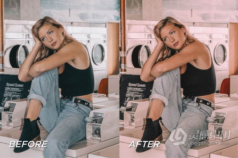 INS风时尚玫瑰粉色调人像LR预设+移动APP调色滤镜  5 Rose Pink Lightroom Presets  福风灵感网 www.ffidea.com