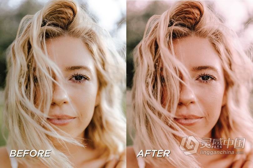 INS风时尚玫瑰粉色调人像LR预设+移动APP调色滤镜  5 Rose Pink Lightroom Presets  福风灵感网 www.ffidea.com