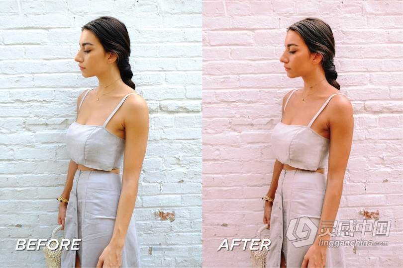 INS风时尚玫瑰粉色调人像LR预设+移动APP调色滤镜  5 Rose Pink Lightroom Presets  福风灵感网 www.ffidea.com