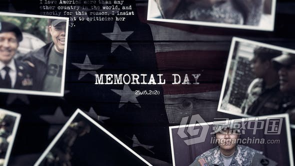 纪念日历史时间表幻灯片英雄荣誉相册视频制作AE模板AE工程文件 Memorial Day History Timeline Slideshow  福风灵感网 www.ffidea.com