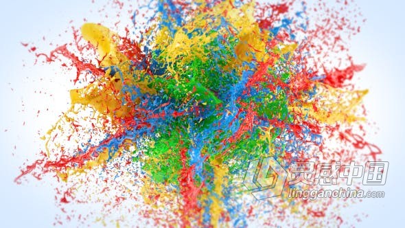 五彩斑斓爆炸油漆颜料飞溅动画美丽液体标志LOGO片头AE模板AE工程文件 Exploding Paints Logo Reveal  福风灵感网 www.ffidea.com