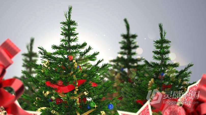 4K旋转圣诞树圣诞节装饰元素3d循环动画视频素材 LED大屏幕背景素材  福风灵感网 www.ffidea.com