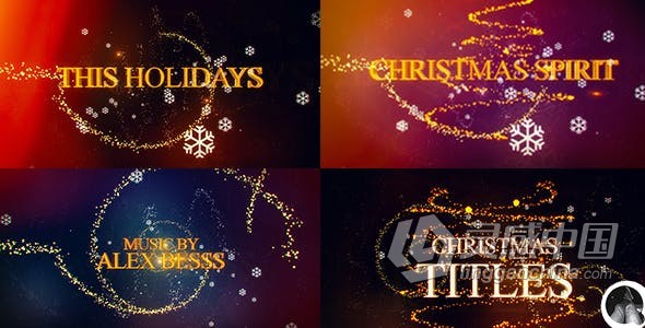 精美光线粒子环绕圣诞树雪花元素动画演绎节日祝福标题开场 AE模板 AE工程文件 Christmas Titles  福风灵感网 www.ffidea.com