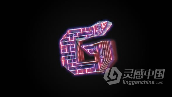 4K发光高科技网格全息线条霓虹灯LOGO片头 AE模板 AE工程文件 Glitch Holo Logo  福风灵感网 www.ffidea.com