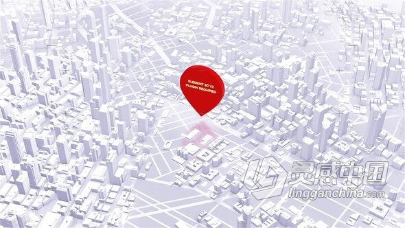 三维地图GPS坐标城市定位展示LOGO动画 AE模板 AE工程文件 GPS Reveal  福风灵感网 www.ffidea.com