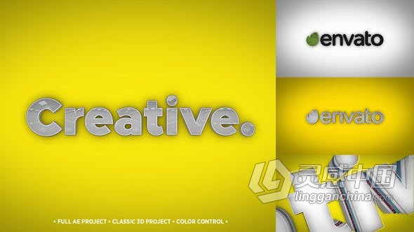 制作三维立体LOGO标志效果演绎视频片头 AE模板 AE工程文件 3D Typo Logo  福风灵感网 www.ffidea.com