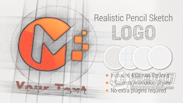 彩色铅笔素描蓝图艺术LOGO动画效果视频片头制作 AE模板 AE工程文件 Pencil Sketch Logo  福风灵感网 www.ffidea.com