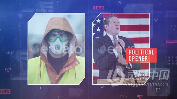 制作政治经济动态新闻方面宣传简介视频幻灯片 AE模板 AE工程文件 Political News Opener  福风灵感网 www.ffidea.com