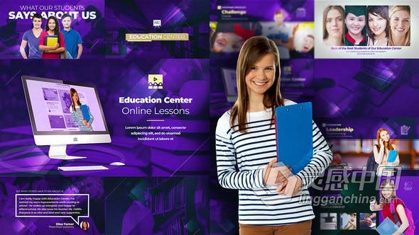 宣传培训班教育中心大学高中在线学习课程教学宣传介绍视频制作 AE模板 AE工程文件 Education Center  福风灵感网 www.ffidea.com