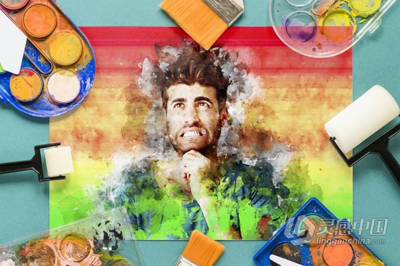 真实水彩画绘画Photoshop动作 Real Painting Photoshop Action 附视频教程  福风灵感网 www.ffidea.com