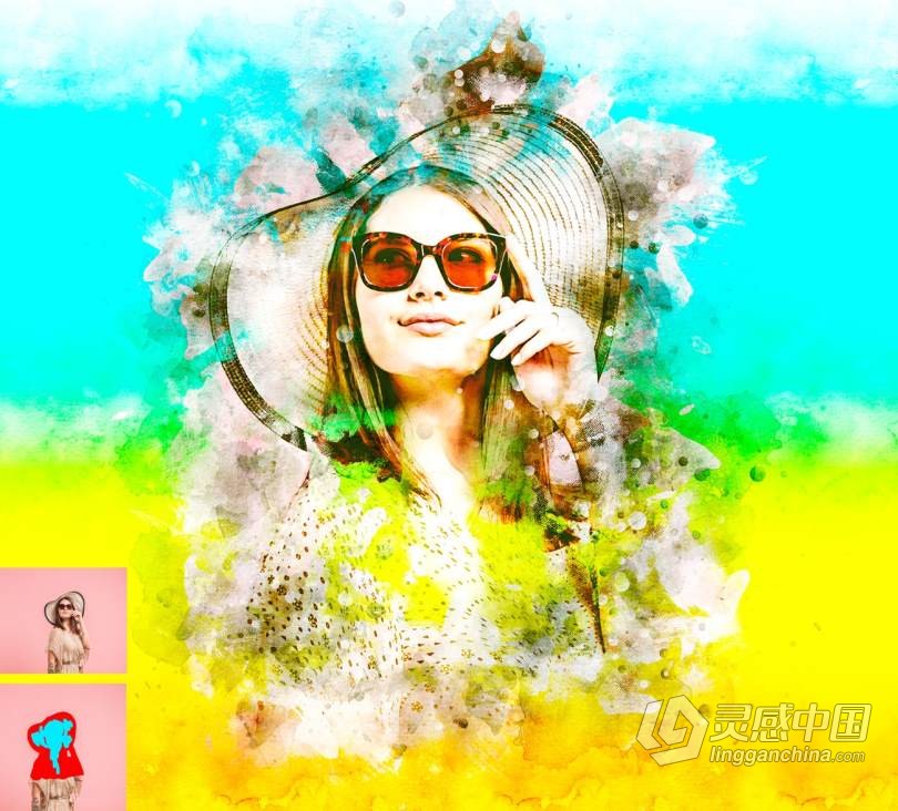 真实水彩画绘画Photoshop动作 Real Painting Photoshop Action 附视频教程  福风灵感网 www.ffidea.com