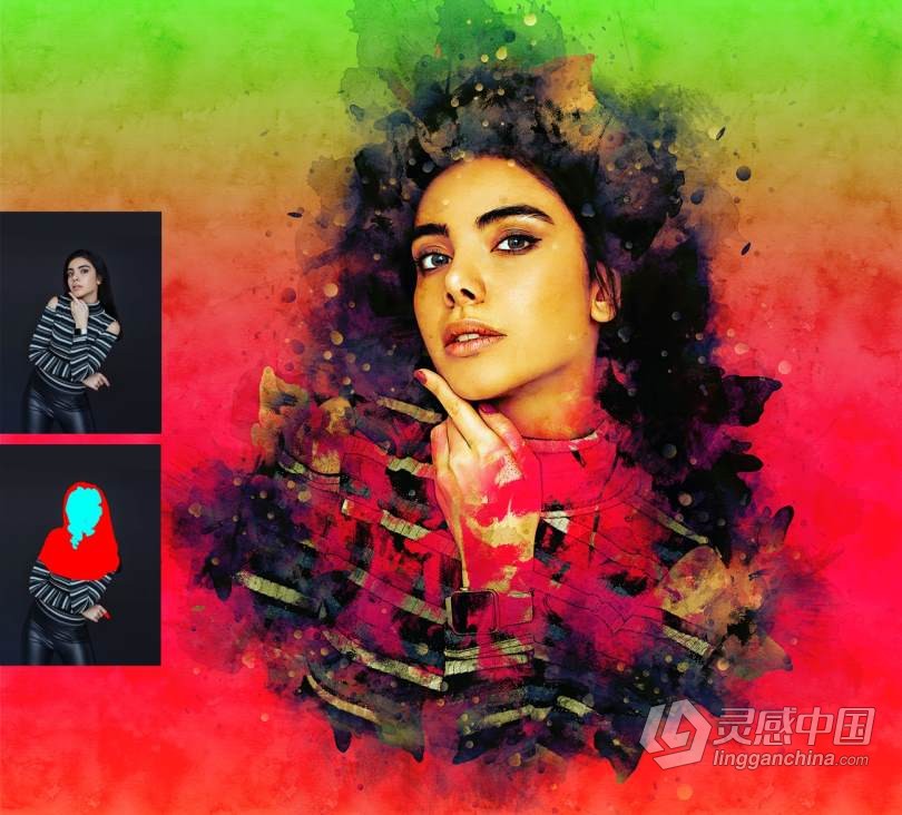 真实水彩画绘画Photoshop动作 Real Painting Photoshop Action 附视频教程  福风灵感网 www.ffidea.com