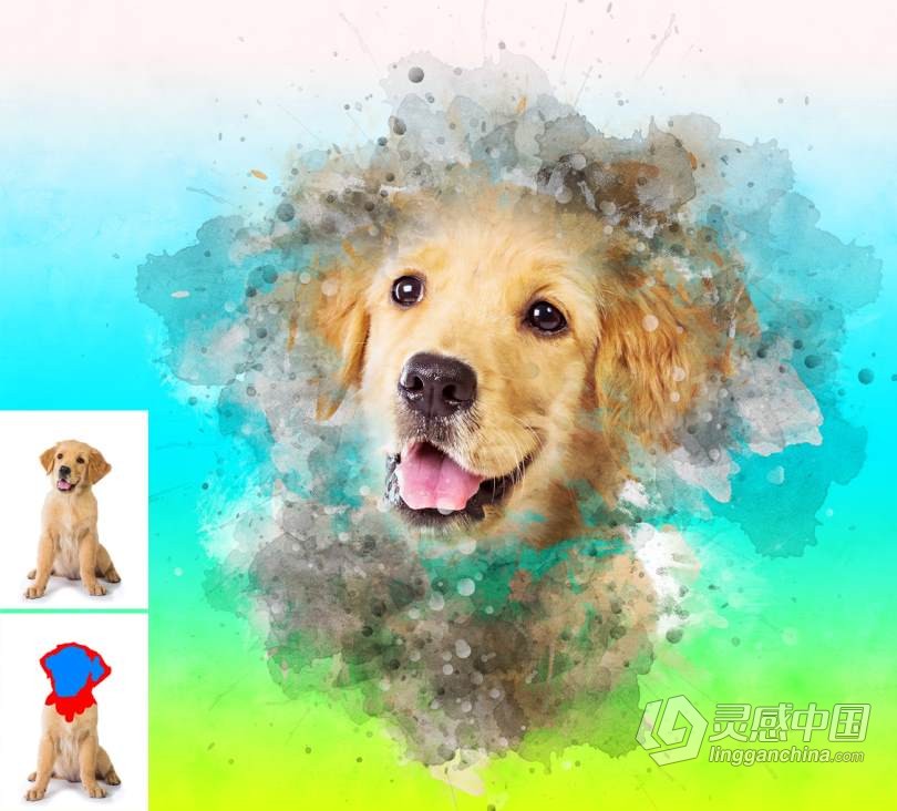 真实水彩画绘画Photoshop动作 Real Painting Photoshop Action 附视频教程  福风灵感网 www.ffidea.com