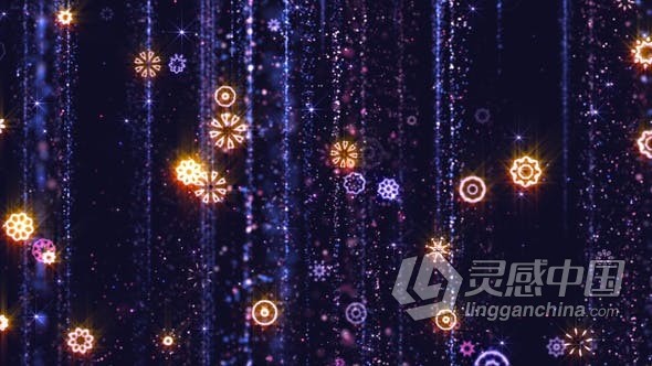 闪闪发光花朵粒子飘落闪耀庆典活动表演音乐会背景视频素材 LED大屏幕动态背景素材 Flowers and Particles Falling  福风灵感网 www.ffidea.com