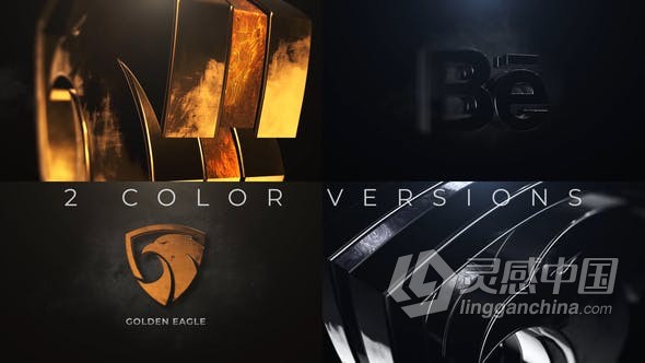 史诗大气闪亮金属质感金银三维Logo动画 AE模板 AE工程文件 Gold And Silver Logo Reveal  福风灵感网 www.ffidea.com