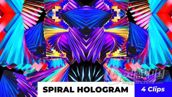 螺旋三角形全息图多彩创意动态背景视频素材 Spiral Hologram  福风灵感网 www.ffidea.com