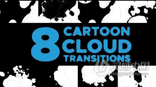 8组卡通白云层过渡视频转场效果制作 Cartoon Cloud Transitions  福风灵感网 www.ffidea.com