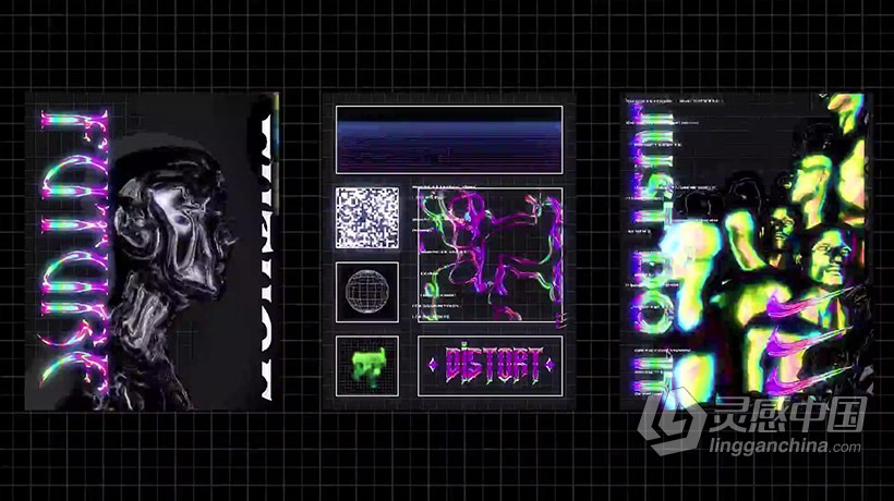 PS渐变发光彩虹镀铬效果抽象形状文字样式海报视频教程  福风灵感网 www.ffidea.com