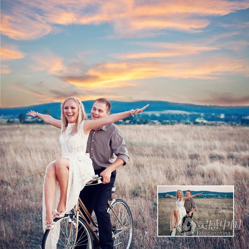 一键换天空-婚纱大片日落云彩PS动作+教程 Epic Sunsets Cloud  福风灵感网 www.ffidea.com