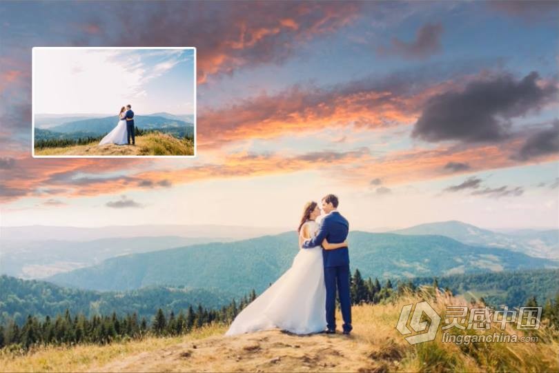 一键换天空-婚纱大片日落云彩PS动作+教程 Epic Sunsets Cloud  福风灵感网 www.ffidea.com