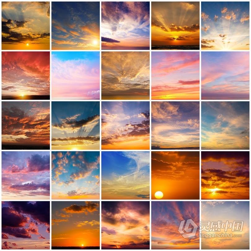 一键换天空-婚纱大片日落云彩PS动作+教程 Epic Sunsets Cloud  福风灵感网 www.ffidea.com