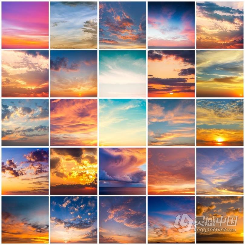 一键换天空-婚纱大片日落云彩PS动作+教程 Epic Sunsets Cloud  福风灵感网 www.ffidea.com