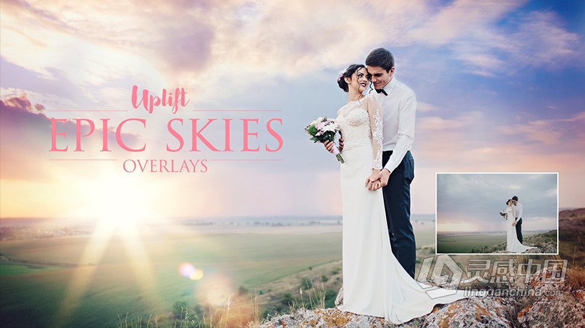 一键换天空-婚纱大片替PS动作+教程 EPIC Skies Cloud Overlays Action  福风灵感网 www.ffidea.com