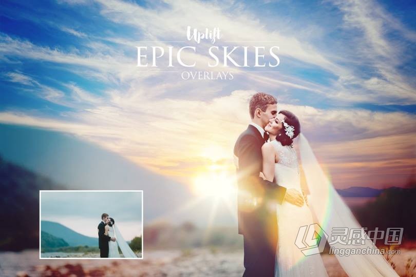 一键换天空-婚纱大片替PS动作+教程 EPIC Skies Cloud Overlays Action  福风灵感网 www.ffidea.com