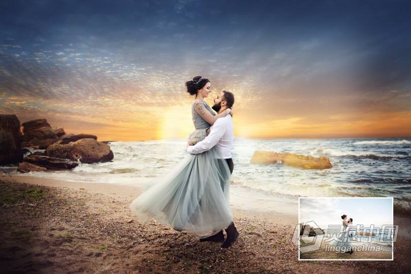 一键换天空-婚纱大片替PS动作+教程 EPIC Skies Cloud Overlays Action  福风灵感网 www.ffidea.com