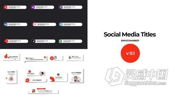 AE模板 社交媒体平台图标文字标题视频字幕Social Media Title AE工程 AE文件  福风灵感网 www.ffidea.com