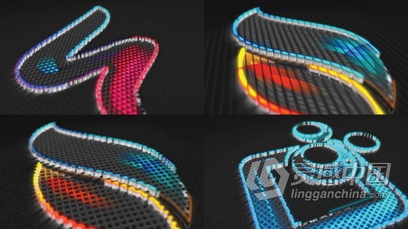 AE模板 像素化笔画生成波浪3D标志LOGO动画视频 AE工程 AE文件  福风灵感网 www.ffidea.com