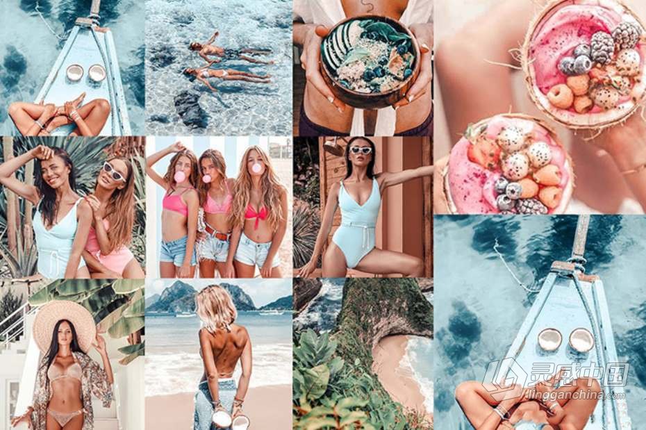 夏日沙滩旅拍人像莫兰迪Lightroom预设与APP滤镜 IN LOVE BLOGGER LR PRESETS  福风灵感网 www.ffidea.com
