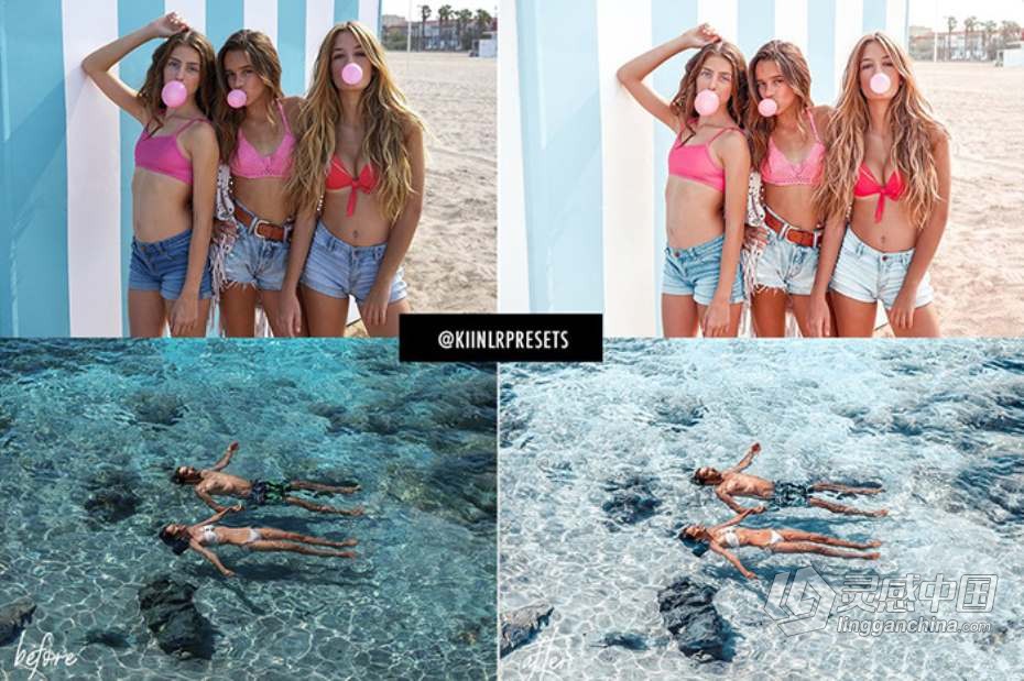 夏日沙滩旅拍人像莫兰迪Lightroom预设与APP滤镜 IN LOVE BLOGGER LR PRESETS  福风灵感网 www.ffidea.com