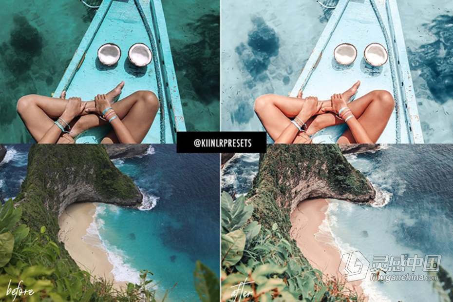 夏日沙滩旅拍人像莫兰迪Lightroom预设与APP滤镜 IN LOVE BLOGGER LR PRESETS  福风灵感网 www.ffidea.com