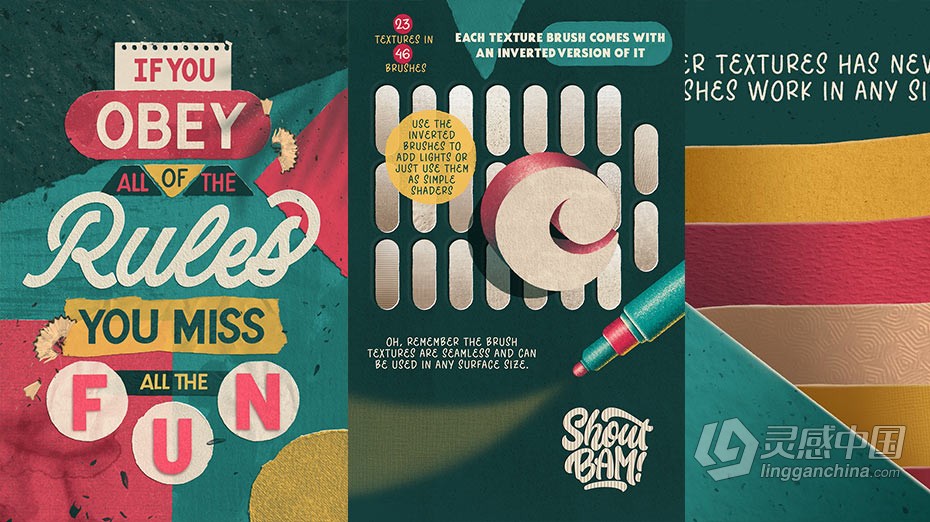 最终Procreate怀旧纸张撕纸插图背景画笔合集  福风灵感网 www.ffidea.com