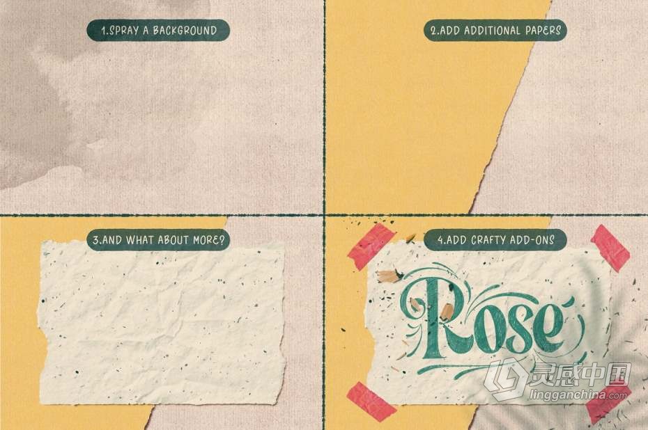 最终Procreate怀旧纸张撕纸插图背景画笔合集  福风灵感网 www.ffidea.com