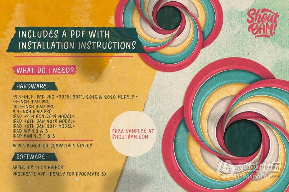 最终Procreate怀旧纸张撕纸插图背景画笔合集  福风灵感网 www.ffidea.com