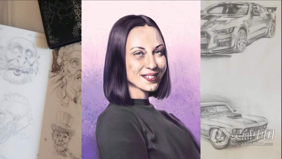 绘画教程 从铅笔素描到数字绘画创意设计过程教程  福风灵感网 www.ffidea.com