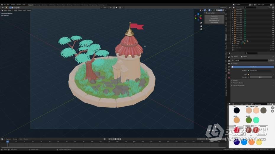 Blender教程 Blender 3D卡通渲染风格建模技术实例训练教程  福风灵感网 www.ffidea.com