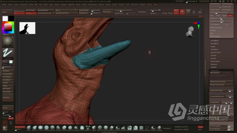 Zbrush教程 Zbrush逼真恐龙雕刻建模与贴图完整制作工作流程视频教程  福风灵感网 www.ffidea.com