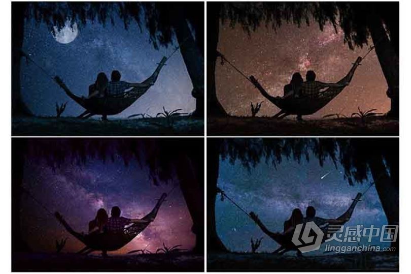 高清夜空天体银河和月亮风光摄影后期叠加合成素材  福风灵感网 www.ffidea.com