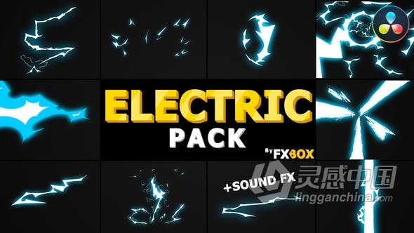 达芬奇模板 10组卡通手绘能量闪电效果MG视频元素 DaVinci Resolve模板 工程 文件  福风灵感网 www.ffidea.com