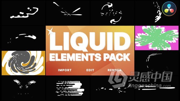 达芬奇模板 12组4K飞溅手绘图形动画MG元素效果视频 DaVinci Resolve模板 工程 文件  福风灵感网 www.ffidea.com