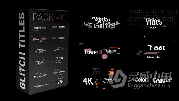 FCPX插件 4K分辨率12种效果故障特效视频字幕文字标题动画  福风灵感网 www.ffidea.com