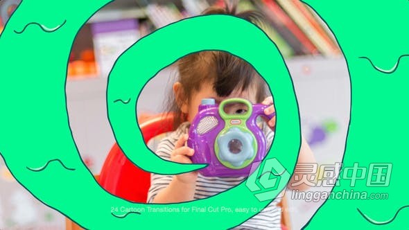 FCPX插件 Cartoon Transitions 24种卡通多彩漫画可爱流体彩虹过渡视频转场  福风灵感网 www.ffidea.com
